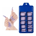 Unghie finte opache viola a forma di bara e trapezio lungo per la manicure - 25 Grigio Viola