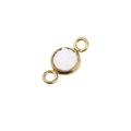 Gold vacuum-plated stainless steel 6mm round connector with textured white inlay for DIY - White Texture (13)