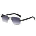 Frameless square fashion sunglasses with gradient gray-purple lenses and black temples - Black Temples Smoke Grey Lens