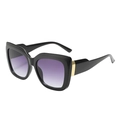 Chic oversized square sunglasses with black frame, purple gradient lenses and gold accents - Black Frame Gradient Gray Lens