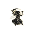 Gotische Emaille-Anstecknadel Pestdoktor mit Rabe und Sense in Schwarz und Gold - Dunkle Krähe Und Sense Stil (XZ2983)