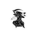 Gothic plague doctor enamel pin with raven and scythe in black and white finish - XZ2984-Dark Doctor Profile