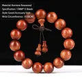 Buddhistische Gebetskette aus Birma-Palisander mit 15mm Holzperlen und Flaschenkürbis - Premium Flaschenkürbis Zubehör / 15mm*15 Perlen