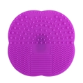 Purple clover silicone makeup brush cleaning pad with various scrubbing textures - Deep purple