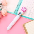 Pink cat paw themed 10-color retractable ballpoint pen for school and office - Bear Paw - White