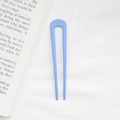 Minimalist matte blue U-shaped metal hair pin accessory for bun hairstyles - Blue