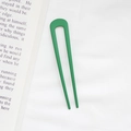 Minimalist U-shaped hair pin for bun hairstyles in a smooth matte green metal finish - Dark Green