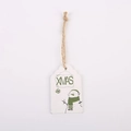 Weißer Weihnachtshänger aus Holz mit grünem XMAS-Schriftzug und Schneemann-Motiv - Schneemann Muster (Stil 4)