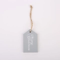 Addobbo natalizio grigio in legno a forma di casa con corda di canapa per l'albero - Merry Christmas / 4x6.5x0.4cm