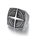 Anello vintage da uomo in acciaio inossidabile con motivo a bussola nautica 3D - US 10 / Colore Acciaio (08101)