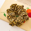 Large leopard print scrunchie in yellow polyester fabric with stylish pleats - Yellow Leopard Print