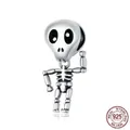 925 sterling silver skeleton charm bead for Halloween DIY jewelry making and bracelets - Skeleton Figure (SCC1617)