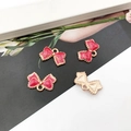 Pendentifs nœuds en émail rose et or pour accessoires de création de bijoux DIY - Rose rouge