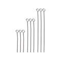 Detailed view of silver stainless steel eye pins in three sizes for DIY jewelry making - Eye Pins (Steel Color) / 30mm (100pcs)