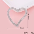 Silver heart-shaped rhinestone charm detail with 46.5mm height and 48mm width specs - D172 Double Row Heart