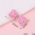 Detailed view of pink rhinestone bow charm for DIY crafts showing 20.2mm length - D276 Pink Painted Bowknot (Small)