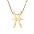 Detail of golden Pisces zodiac symbol pendant on a delicate stainless steel chain - Pisces - Gold