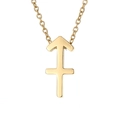 Detailed close-up of golden Sagittarius zodiac arrow pendant on a delicate chain necklace - Sagittarius - Gold