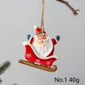 Addobbo natalizio Babbo Natale su slitta in resina, misura 7x7cm, peso di 40g - Babbo Natale In Slitta