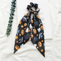 Detalle del coletero de Halloween con estampados de calabaza y fantasma en tela blanca - 1# Calabaza Negra