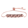 Rose gold chain bracelet featuring black micro-paved zircon links with adjustable slider clasp - Rose Gold