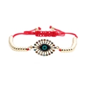 Bracciale occhio portafortuna in oro con zirconi colorati e cordino rosso intrecciato - Catena di Perline in Corda Rossa Evil Eye - Stile 8