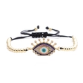 Goldene Perlen Evil Eye Armband mit bunten Kristallen und schwarzer verstellbarer Kordel - B0071 Schwarze Kordel Perlenkette Böser Blick 3