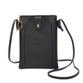 Petit sac bandoulière noir en cuir PU pour téléphone avec boucle en métal doré chic - 14.5*1.5*19.5cm / Noir