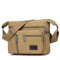 Borsa a tracolla in tela kaki con tasche multiple e tracolla regolabile per uso casual - Cachi
