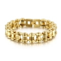 Pulsera punk para hombre en acero inoxidable dorado con diseño de cadena de bici - Dorado (KB136323-KFC)