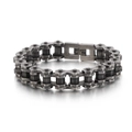 Pulsera industrial de cadena de bicicleta en acero inoxidable plata antigua con cierre - Negro Envejecido (KB121325-KFC)
