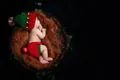 Λεπτομέρεια από χριστουγεννιάτικα πλεκτά ρούχα φωτογράφισης για νεογέννητα με σκούφο και σορτς - Πράσινο Χριστουγεννιάτικο Σετ 2 Τεμαχίων