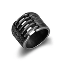 Anello largo in acciaio inossidabile stile industriale vintage grigio scuro opaco - US 7 / Argento Retrò (02303)