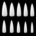 Punte per unghie stiletto bianche lucide in varie dimensioni su sfondo nero - Bianco