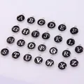 26-piece set of round alloy letter pendants with black enamel finish and silver A-Z initials - Alphabet Set (DY147) / Set of 26 / Silver Plated Black Enamel