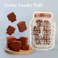 Brown bear and toast shaped makeup sponge set in a stylish transparent zipper pouch - 6Pcs Mixed / Brown