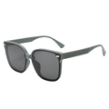 Lunettes de soleil oversize vert grisâtre avec branches tressées pour femmes stylées - Monture Verte Verres Gris