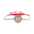 Bracelet en corde rouge tressée avec billes dorées et médaillon soleil Vierge Marie - B0098 Rond Vierge Marie Cordon Rouge