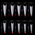 Tabella taglie dettagliata per unghie finte stiletto con misure dalla taglia 0 alla 9 - Colore Naturale (600 Pezzi/Confezione)