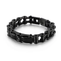 Industrial style black stainless steel link bracelet with matte finish and black cubic zirconia - Black (KB118440-KHY)