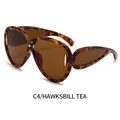 Trendy large frame sunglasses with hawksbill leopard frame and brown lenses - Tortoiseshell Frame Tea Lens