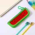 Schattig siliconen etui in de vorm van een watermeloen met groene rits en draaghaakje - Watermeloen / Watermeloen