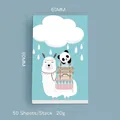 Blue mini alpaca and panda notebook with 50 sheets and 60x90mm size - Llama and Panda Style (SR1003-6)