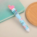 Multicolor ballpoint pen with 10 colors and cute pink 3D flamingo topper design - Swan - Red Head Blue Barrel