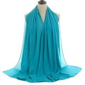 Close-up of lightweight lake blue pearl chiffon hijab scarf with breathable fabric texture - Light Cyan