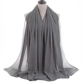 Minimalist dark gray pearl chiffon long hijab scarf with soft drape for women - Deep Grey