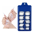 Set di unghie finte bianche lunghe a ballerina in una scatola blu a 10 scomparti - Bianco