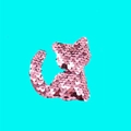 Pink sequin cat keychain with reflective reversible scales for bag decoration - Dusky Pink