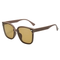 Square oversized brown sunglasses with amber lenses and woven texture temple - Brick Red Frame Tea Lens