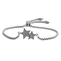 Detailaufnahme von Silberarmband mit Zirkonia-Sternen und verstellbarem Kugelverschluss - Edelstahlkette Weißer Zirkon Fünfzackiger Stern